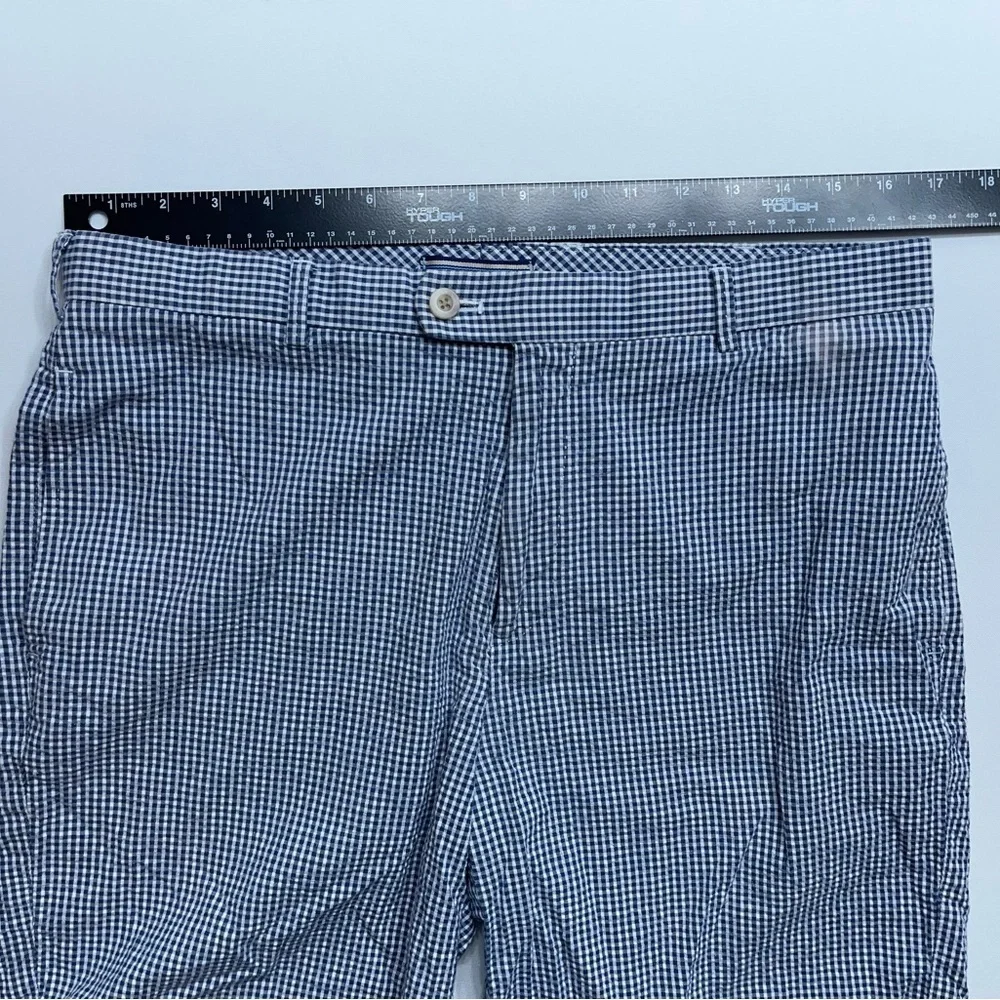 Peter Millar Seersucker Shorts Mens Size 34 Blue Checked 8.5” Inseam        READ